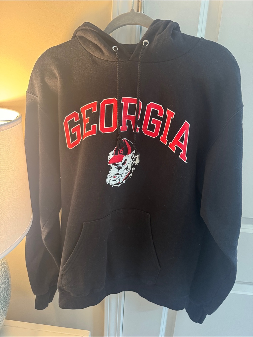 Georgia Black Hoodie Sweatshirt with Red Lettering